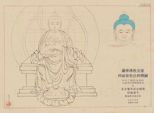 庞薰琴 藏传佛教造像比例图 纸本镜片