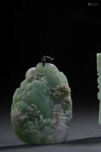 Jadeite pendant China, 20th century In the shape o…