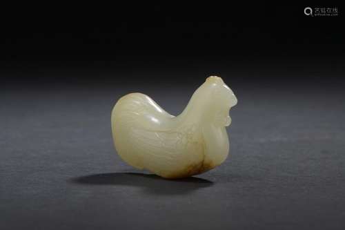 Celadon and rust jade rooster China Shown lying do…