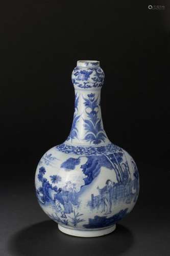 Blue white porcelain vase China, 19th century The …