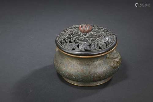 Perfume burner in bronze and cloisonné enamels 20t…