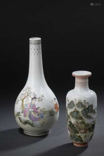 Two polychrome porcelain vases China, 20th century…