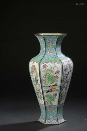 Copper vase and Canton enamels China, 20th century…