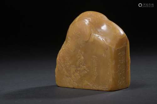 Yellow soapstone seal China In the shape of a moun…