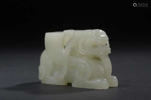 Archaic celadon jade chimera China, 20th century S…