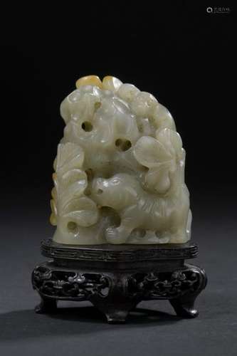 Celadon jade group China Decorated with tiger, dee…