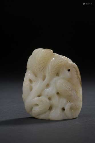 Jade group China With carved decoration of a deer,…