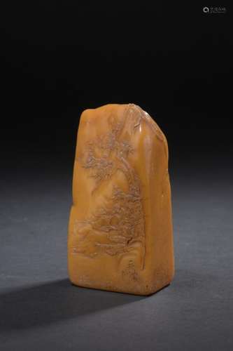 Orange yellow soapstone stamp China One side decor…