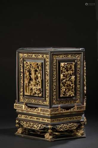 Black and gold lacquered wooden box South China, l…