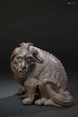 Brown enamelled stoneware chimera China, 19th cent…