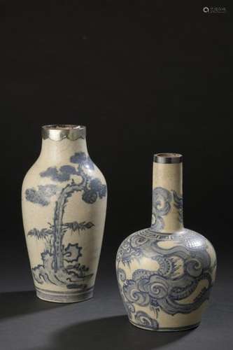 Two blue white porcelain vases Vietnam, 19th centu…