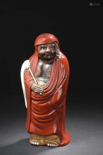 Statuette of Daruma in Bizen sandstone Japan, earl…