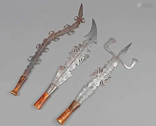 Set of three coin knives Wrought and cut iron, woo…