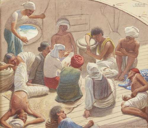 Oswald Jennings Couldrey, British 1882-1958- Songs of Zion: Uriya Coolies on the Rangooon Steamer,