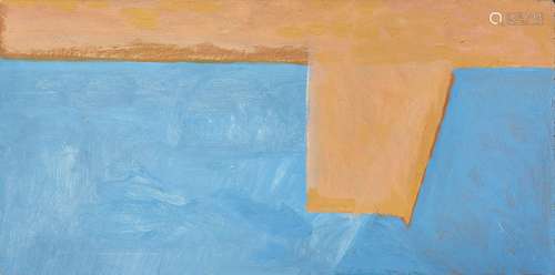 Frank Beanland, British b.1936- Orange and Cerulean, 2004; acrylic on board, signed, titled and