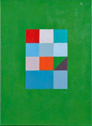 Gillian Wise, British 1936-2020- Green Array, 2006, oil on canvas, signed, dated, titled and