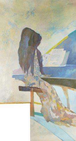 Leonard Rosoman OBE RA, British, 1913-2012- Section from Hybrid with Roxane Rosoman at her piano,