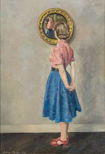 Anthony Ayrton, British 1921-1975- Reflections, 1939; oil on canvas, signed and dated, 90 x 61cm(