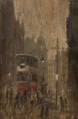 Arthur Delaney, British 1927-1987- A City Street, the Refuge Assurance Building, Portland St.,