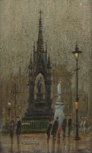 Arthur Delaney, British 1927-1987- Albert Memorial, Albert Square, Manchester; oil on board,