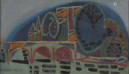 Anthony Green RA, British b.1939- Pont Neuf, Ile de la Cité ,1956- oil on canvas, signed and