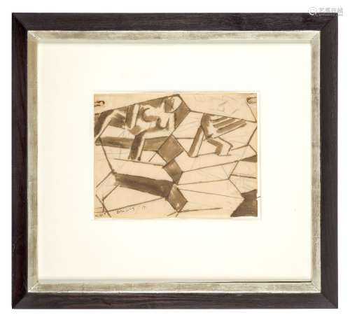 David Bomberg, British 1890-1957- Stairs, (the Theatre Trap Door), 1919; ink and wash, signed and