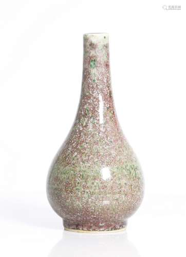 an antique, Chinese, fine vase, with thick, green purple hue glaze. Fine crackles, Xuande reign mark