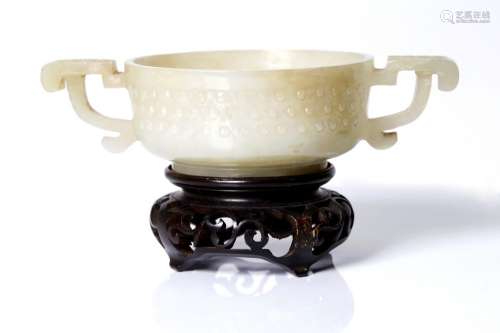 an antique Chinese ming dyn. Fine white jade, archaic style censer