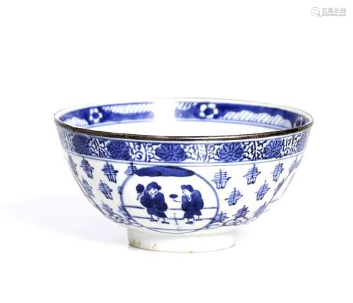 an antique, Chinese, Kangxi period, blue and white bowl,