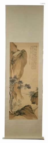 an antique, Chinese silk painting. Late 19th sent.