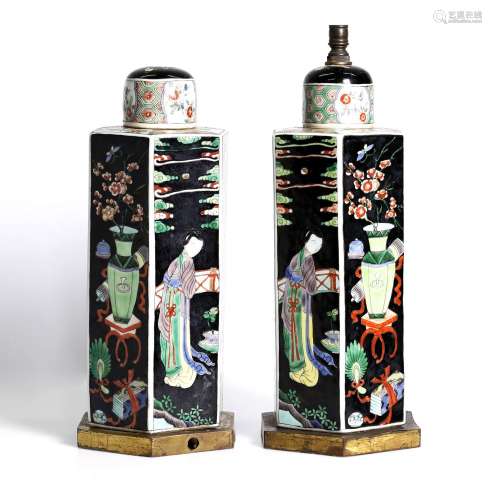 , Chinese famille noire vases, . Mid 19th cent.
