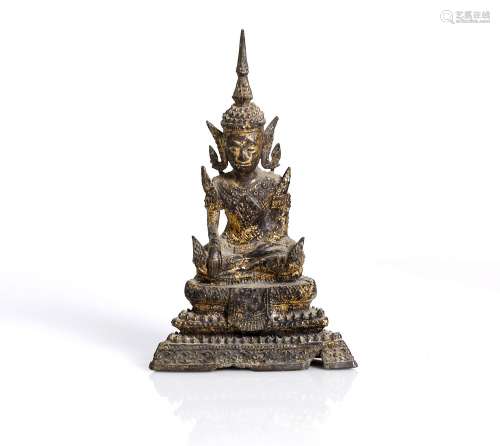 antique, gilded Thai or Lao bronze Buddha. 17th cent.