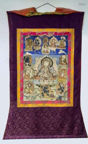 antique Sino-Tibetan, fine thangka, Late 19th cent.