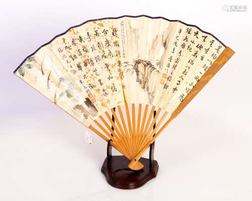 An outstanding, antique, Chinese painted fan, . republic period or earlier.