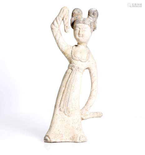 Chinese painted pottery , female dancer.Tang dyn. ( 7th cent. AD).