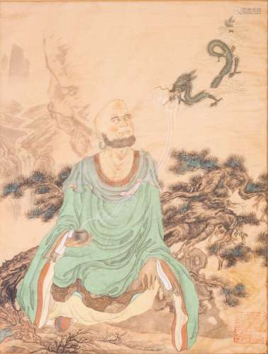 , Chinese, republic period painting, depicting Daruma