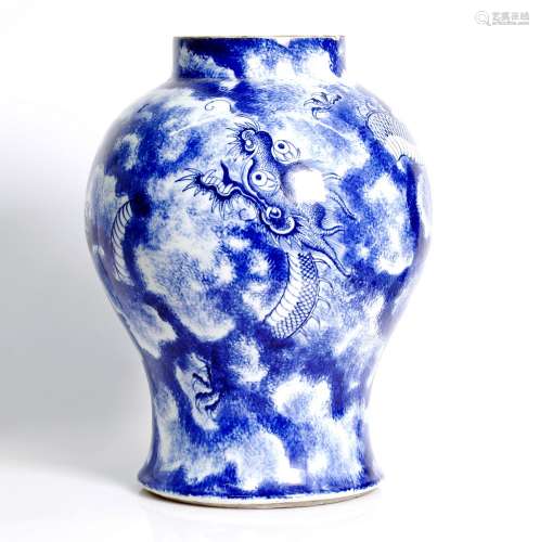 Chinese, blue and white vase. reign mark of the Ming dyn.