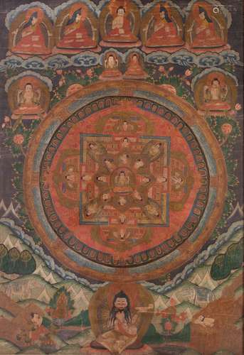 an antique, Tibetan thangka 1900s,