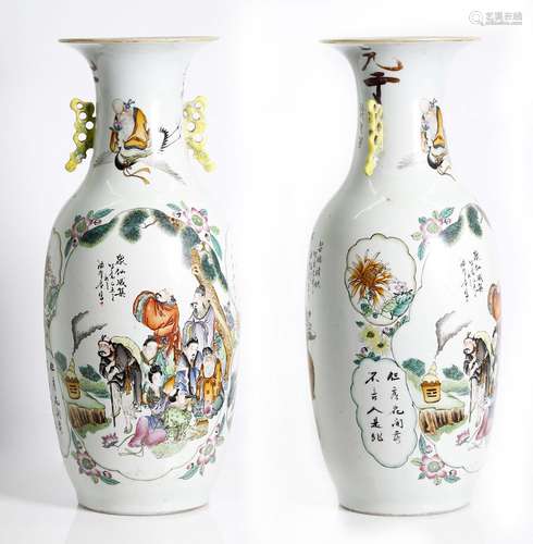 a fine, well painted and enameled Chinese vases