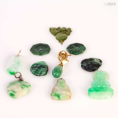 group of 10 antique, Chinese jadeite pendants,