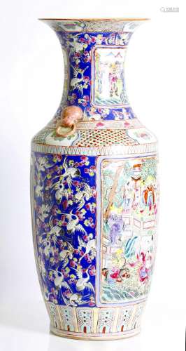 , antique, Chinese, canton enameled vase, late Qing dyn.