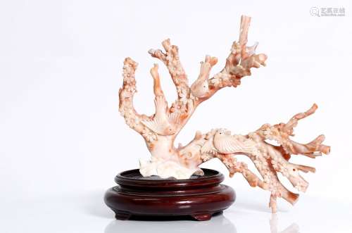 Chinese, pink coral carving,