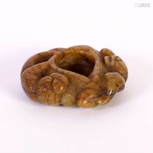 Chinese russet jade brush washer. Late Ming or early Qing 17th cent