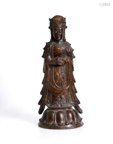 antique, Chinese, Qing dyn. Bronze bodhisattva