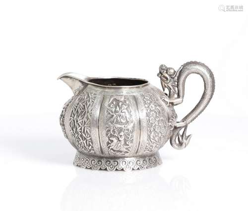 lovely, antique, Chinese, silver pitcher late Qing dyn