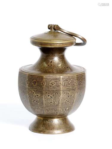 , Indian, ritualistic bronze vessel, with niello .19th.