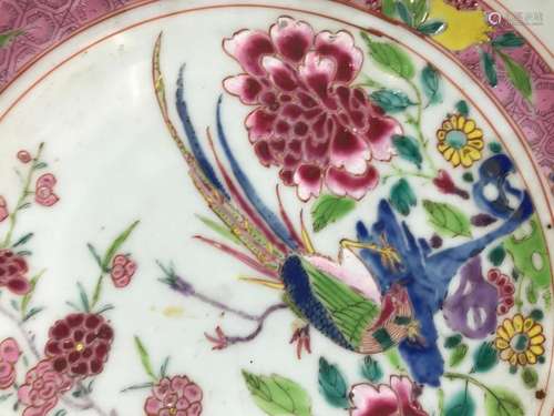 China Porcelain and rose family enamels A plate wi…