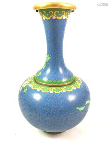 CHINA Suite of three cloisonné enamelled vases: on…