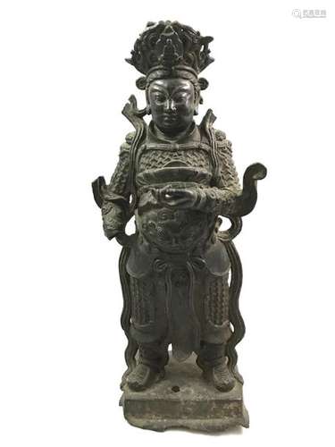 Bronze statuette representing Guandi standing in a…