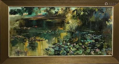 NGUYEN TRI MINH (1924 2010) The lotus pond, oil on…